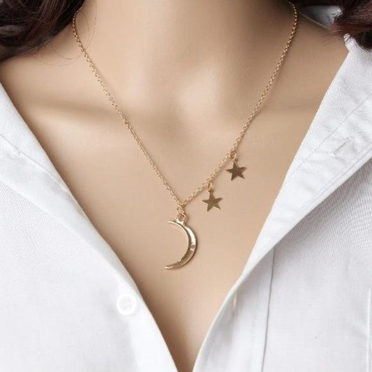 Women Star Moon Necklace Pendant