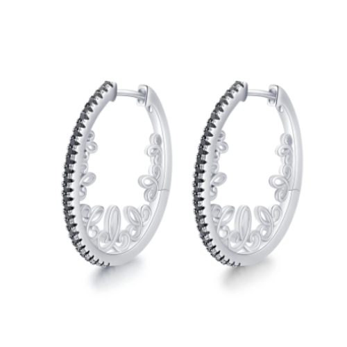 Oval Hoop Silver Earrings