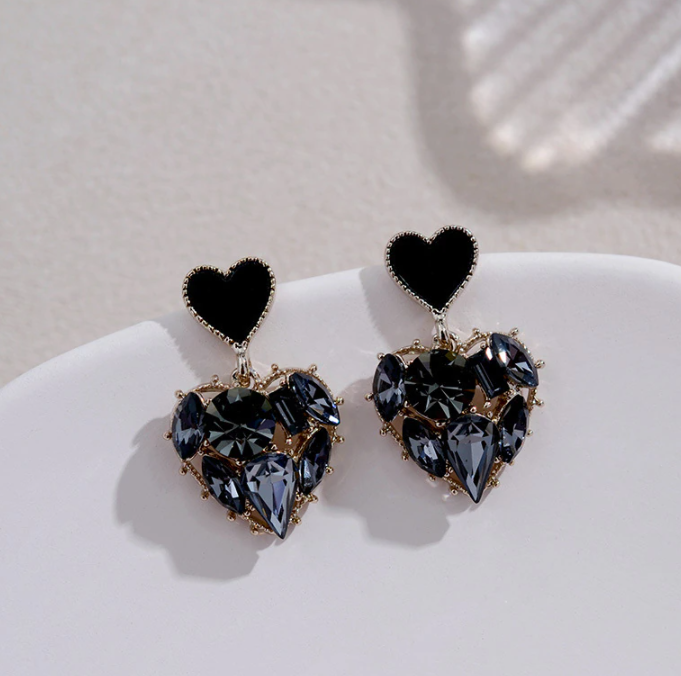 Pendientes de corazón de cristal