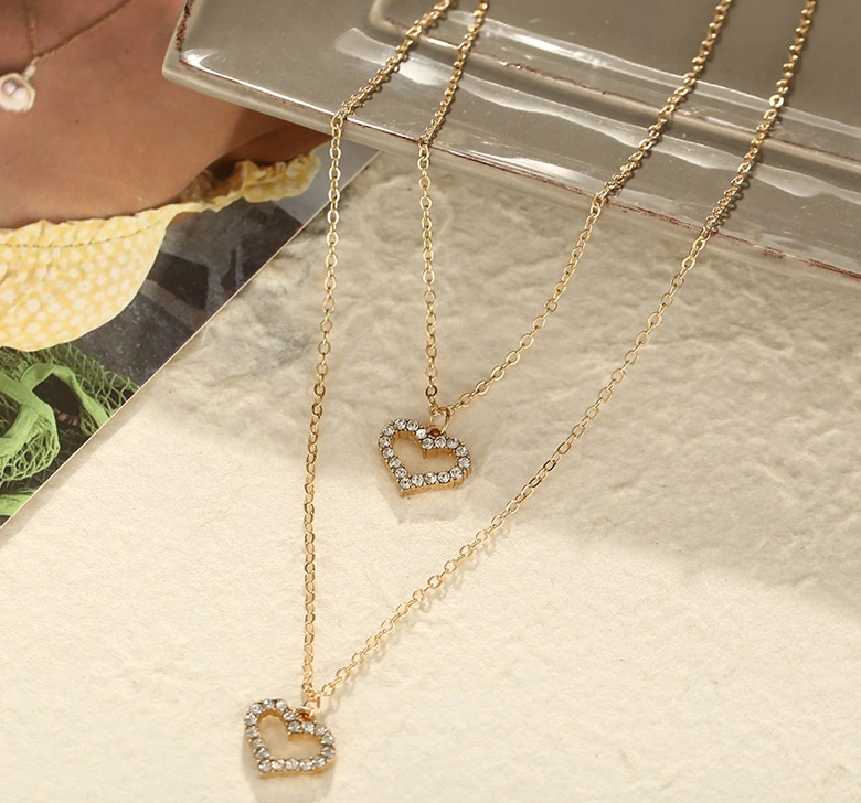 Multilayer Heart Gold Necklace