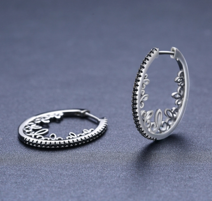 Oval Hoop Silver Earrings