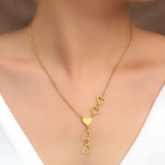 Women Hearts Pendant Charm Chain necklace