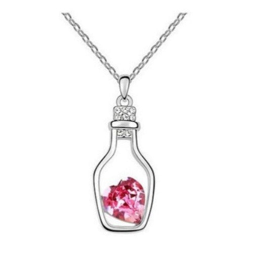 Bottle with Diamond Antique Silver Necklace