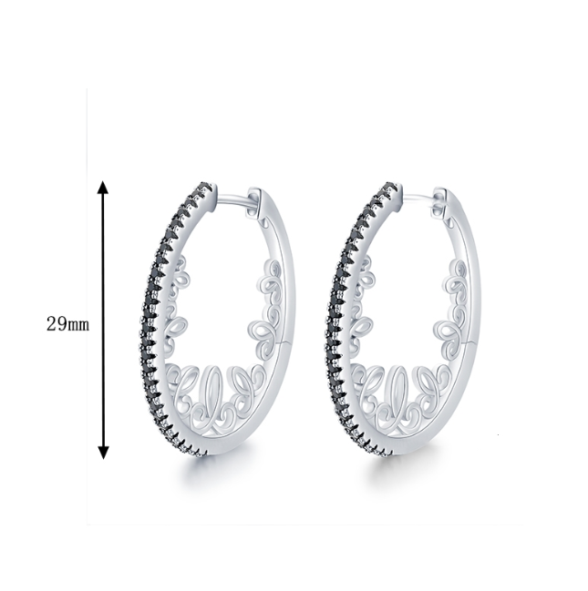 Oval Hoop Silver Earrings