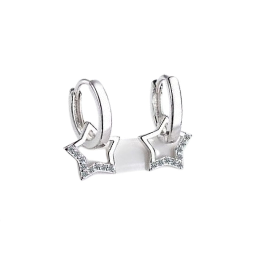 Star Pendant Small Hoop Earrings