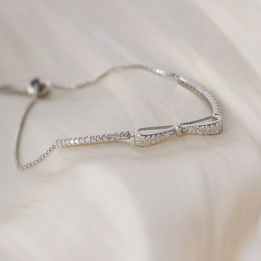 Silver Women Bowknot Bracelet