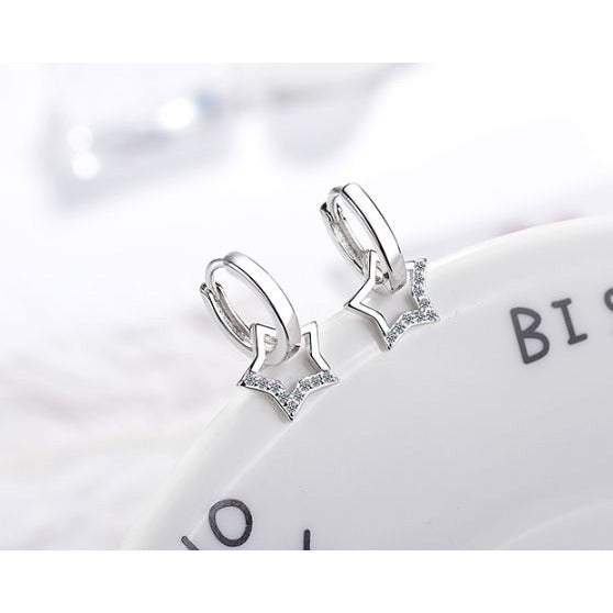Star Pendant Small Hoop Earrings