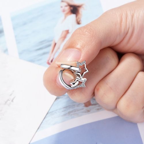 Star Pendant Small Hoop Earrings