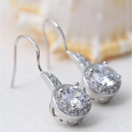 Small Round Crystal Drop Earrings
