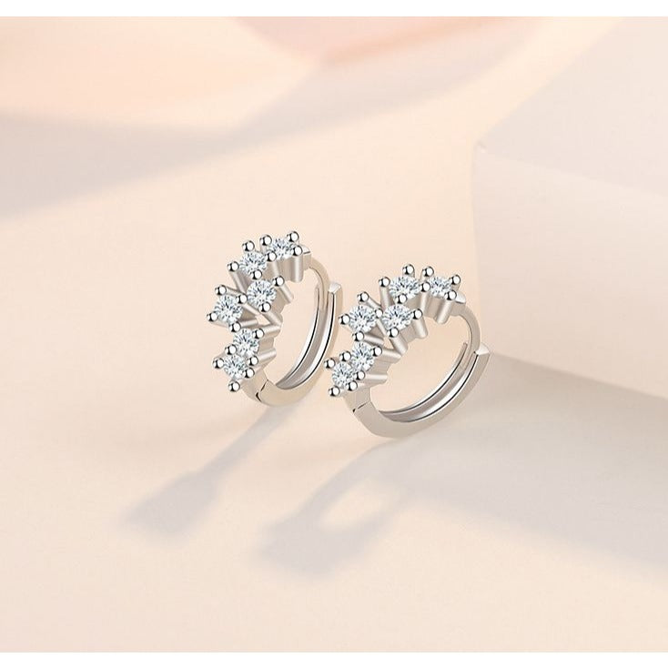 Silver Crystal Hoop Earring