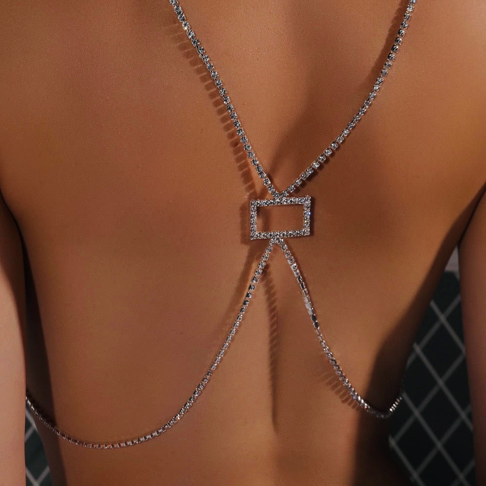 Elegant Crossover Crystal Back Body Chain