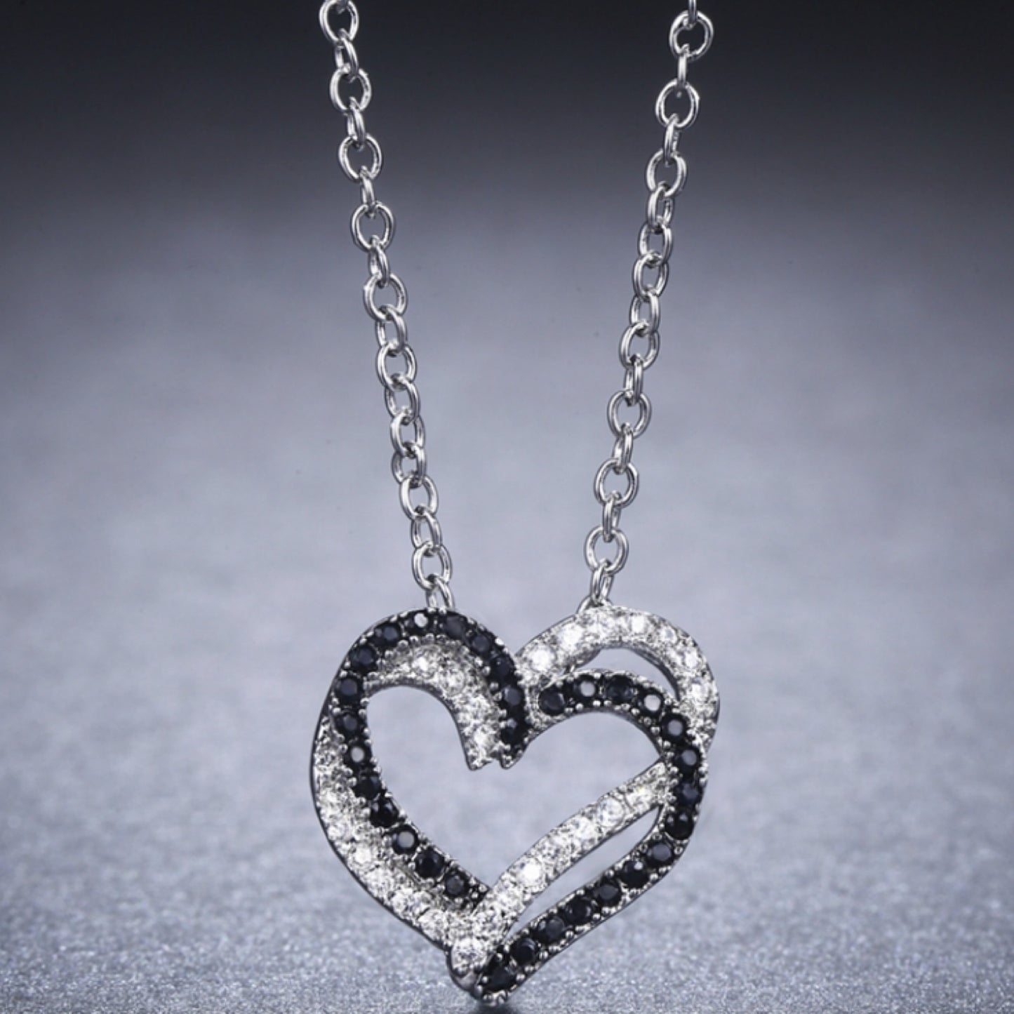 Black & White Heart Stone Necklace