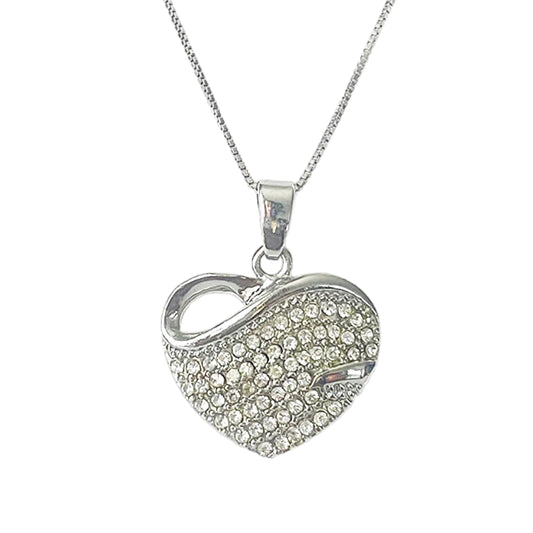 Silver Women Elegant Heart Necklace