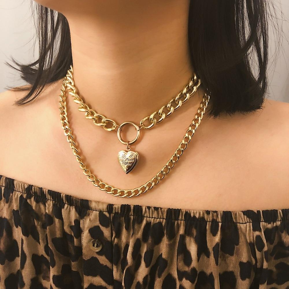 Punk Metal Heart Choker Necklace