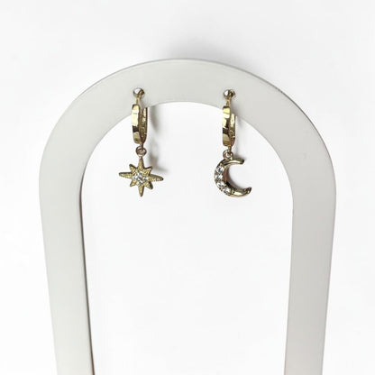 Star And Moon Earrings Set