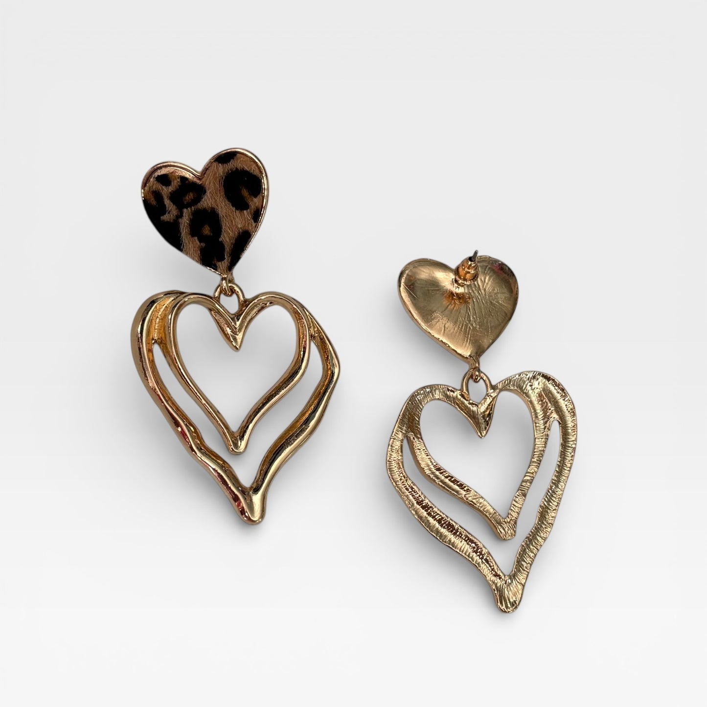 Leopard Print Heart Dandle Earring