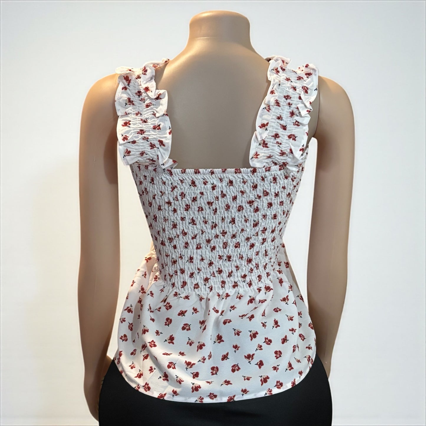 Off White Floral Women Smock Tank