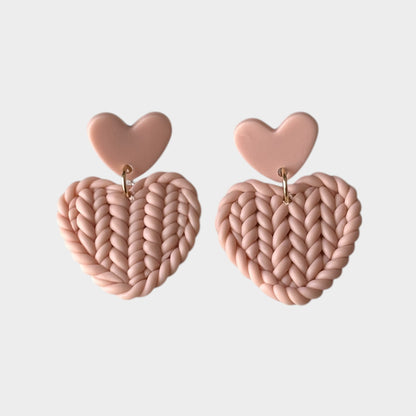 Pendientes colgantes de corazón trenzado hechos a mano
