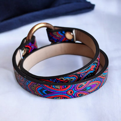 Pulsera de cuero multicolor para mujer