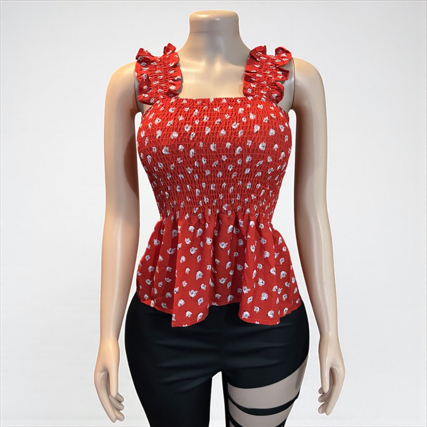 Floral Women Red Smock Tank
