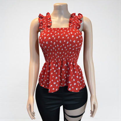 Floral Women Red Smock Tank