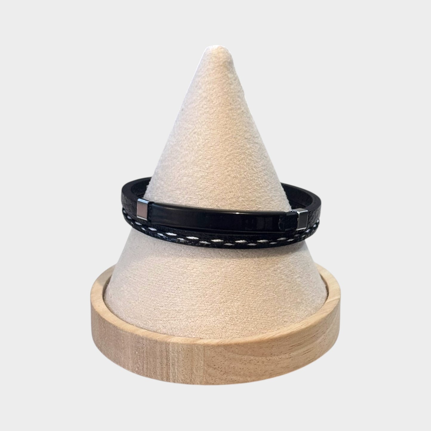 Pulsera de cuero negra para hombre