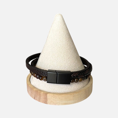 Pulsera clásica de cuero multicapa para hombre