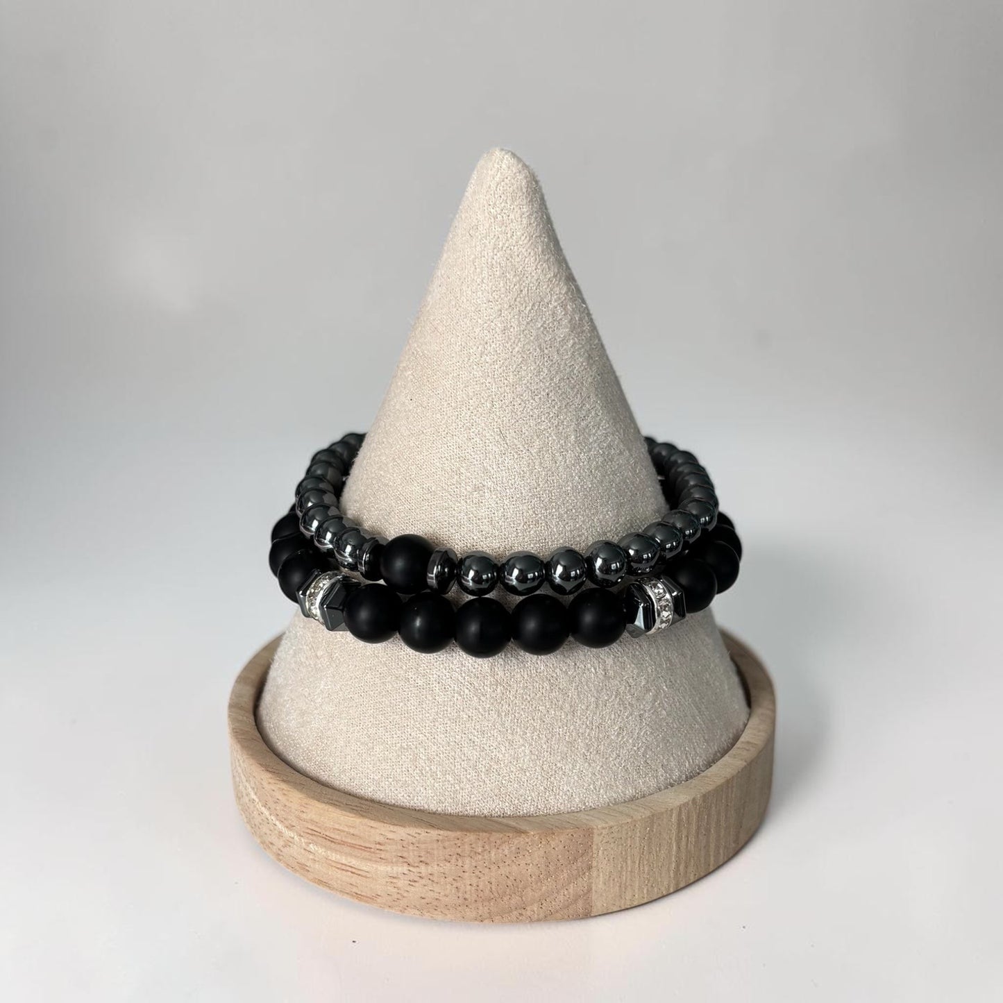 Juego de 2 pulseras de cuentas de piedra