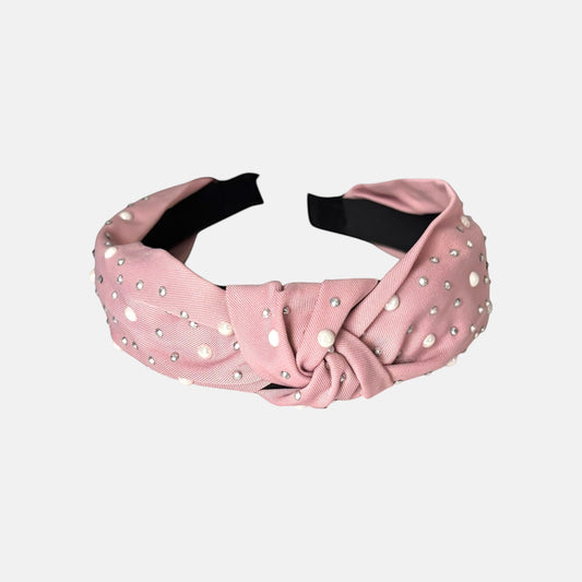 Diadema con perlas brillantes y diamantes de imitación