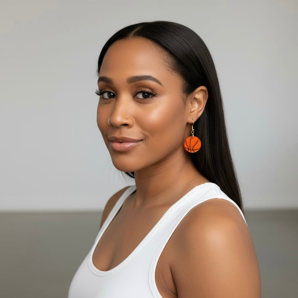 Small Basketball Arylic Drop Earrings