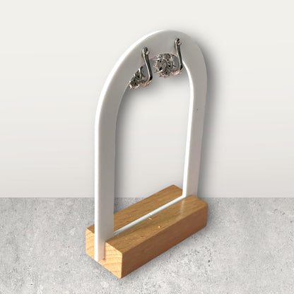 Black Silver Flower Hoop Earrings