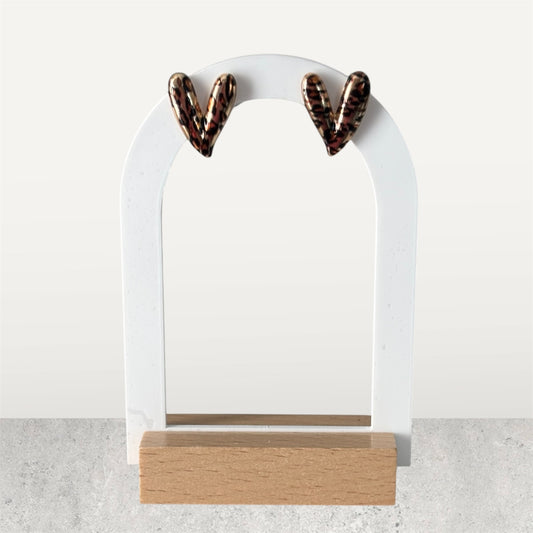 Cheetah Heart Shape Small Stud Earring