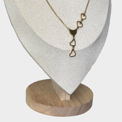 Hearts Gold Pendant Charm Necklace