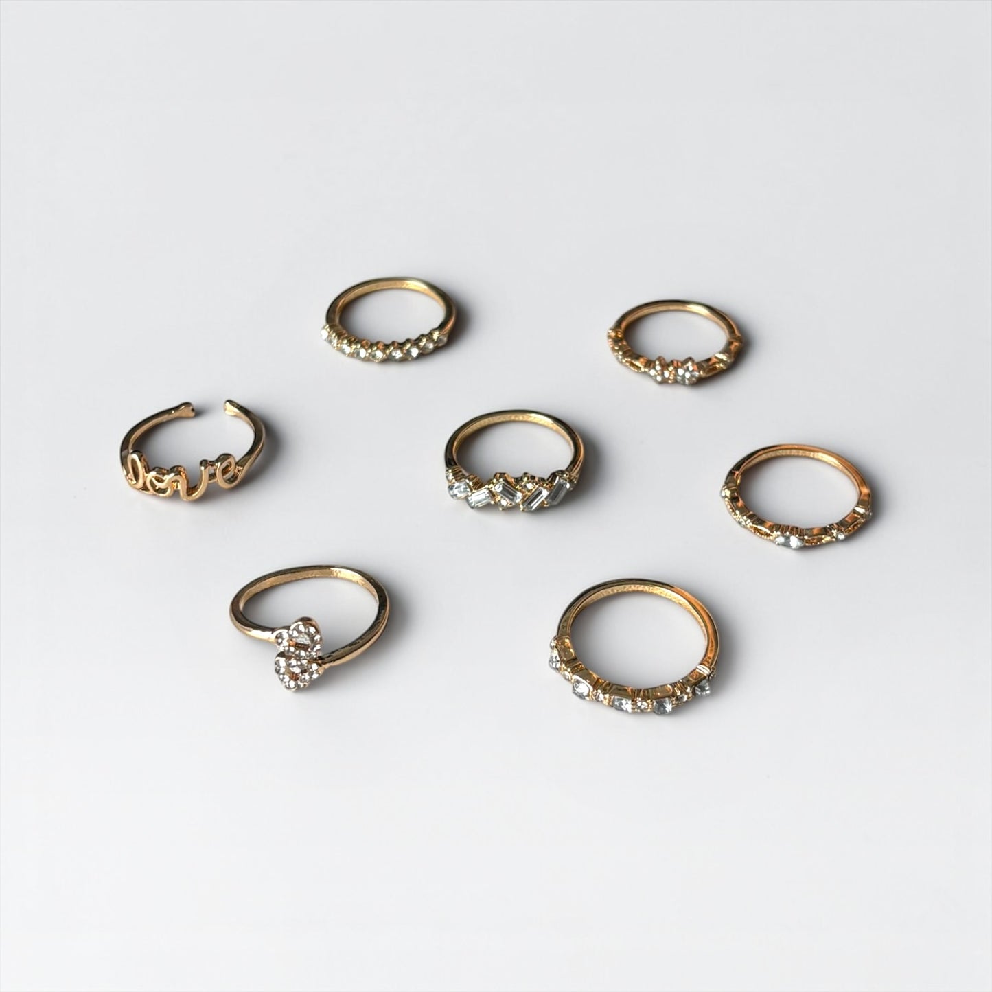 Juego de 7 anillos de oro bohemio