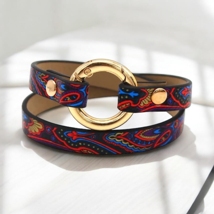 Pulsera de cuero multicolor para mujer
