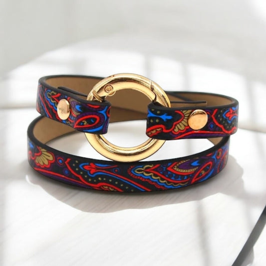 Pulsera de cuero multicolor para mujer