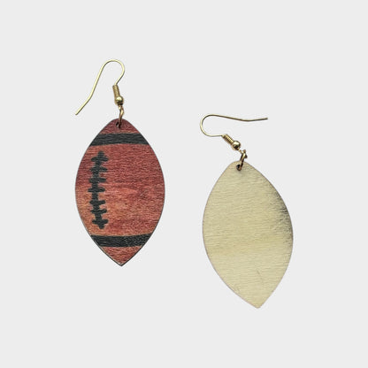 Football Wood Drop Earrings