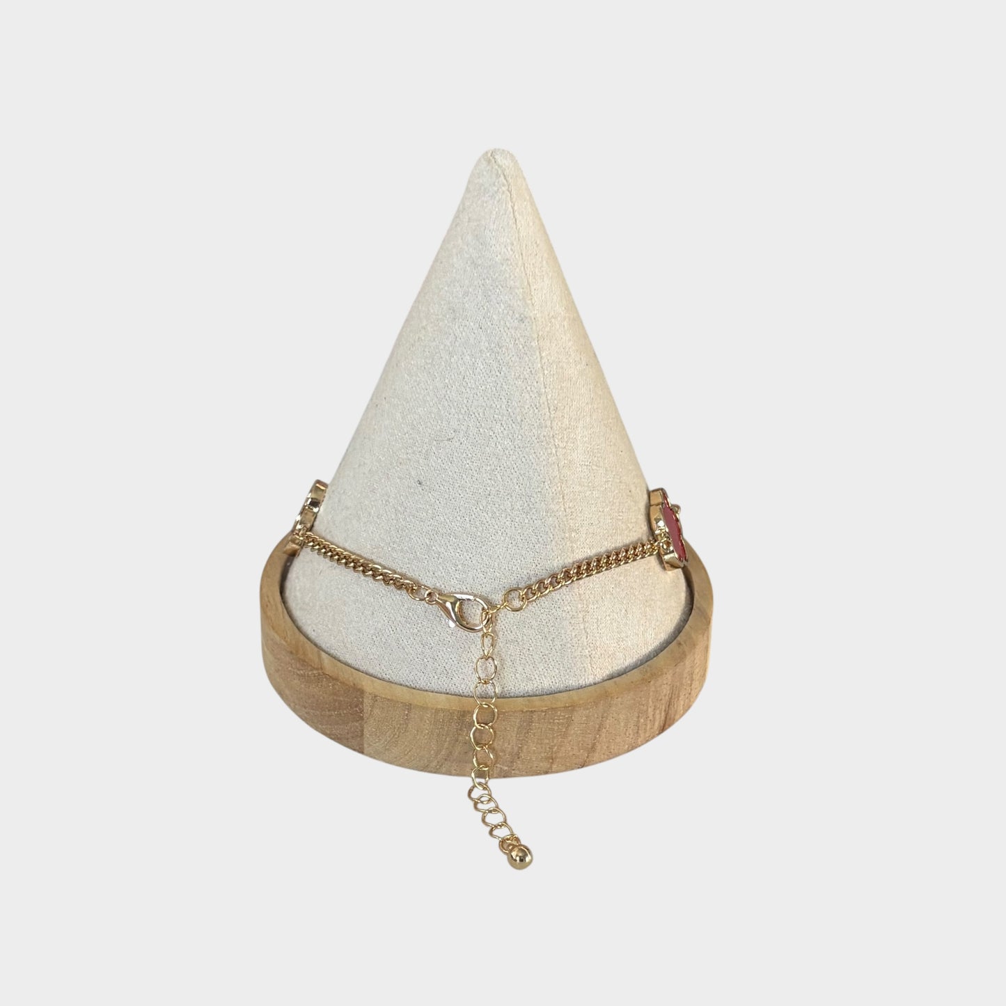 Gold & Red Clover Necklace, Bracelet & Earrings Set