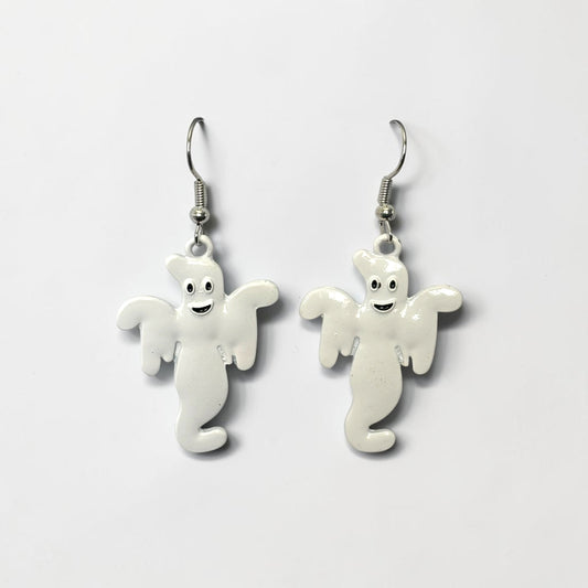 White Ghost Dangle Earrings