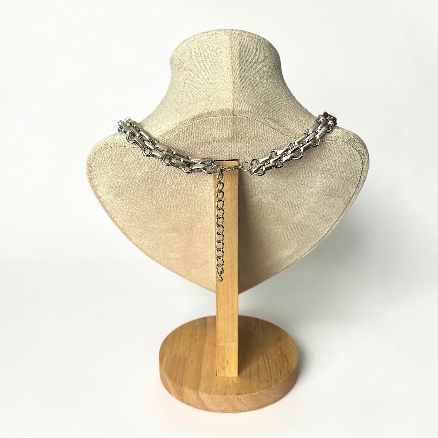 Two-Tone Layered Heart Charm Statement Necklace