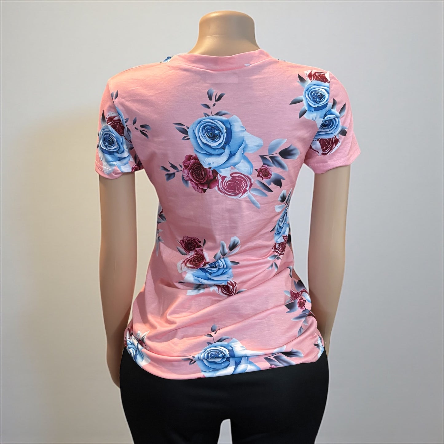 Pink Floral Shirt With Knot Top