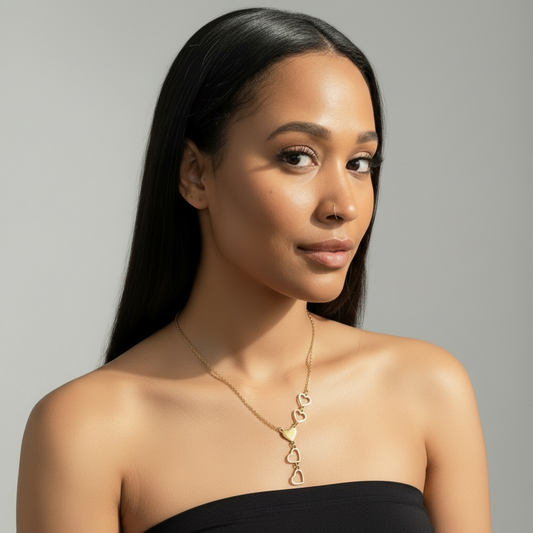 Hearts Gold Pendant Charm Necklace