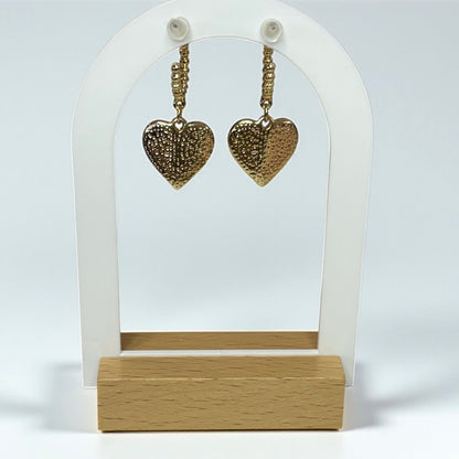 Chic Gold & Burgundy Heart Hoop Earrings