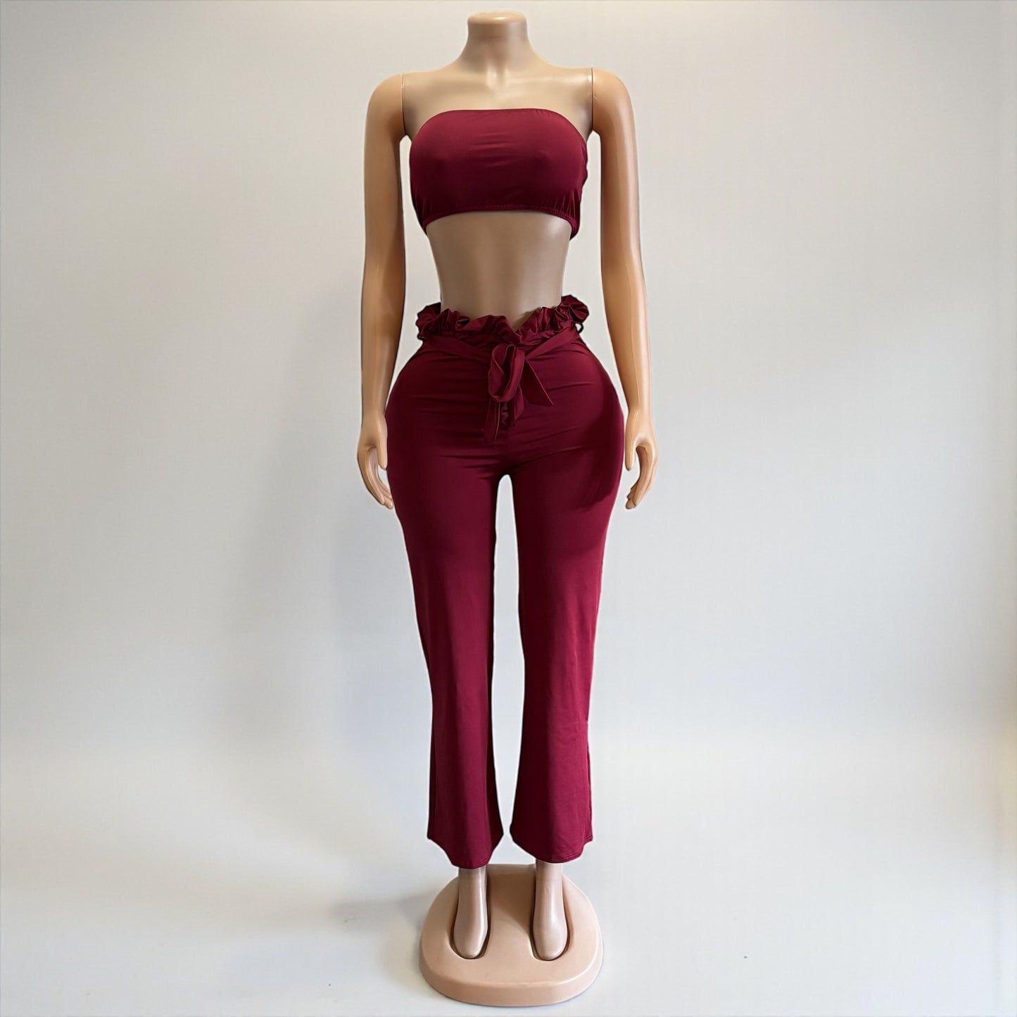 Conjunto largo de 2 piezas burdeos para mujer