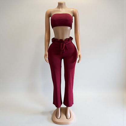 Conjunto largo de 2 piezas burdeos para mujer