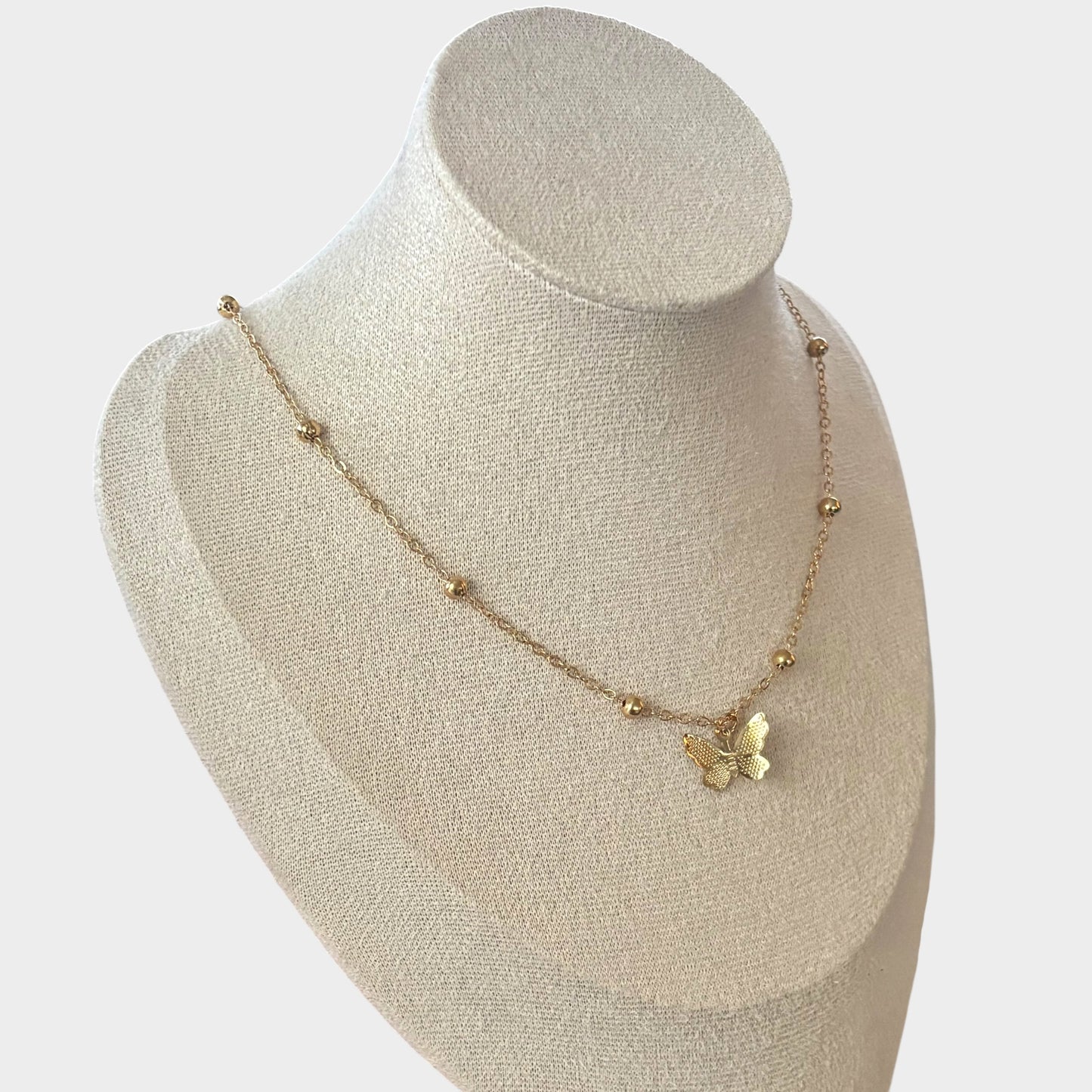 Butterfly Gold Choker W/ Back Chain Tassel