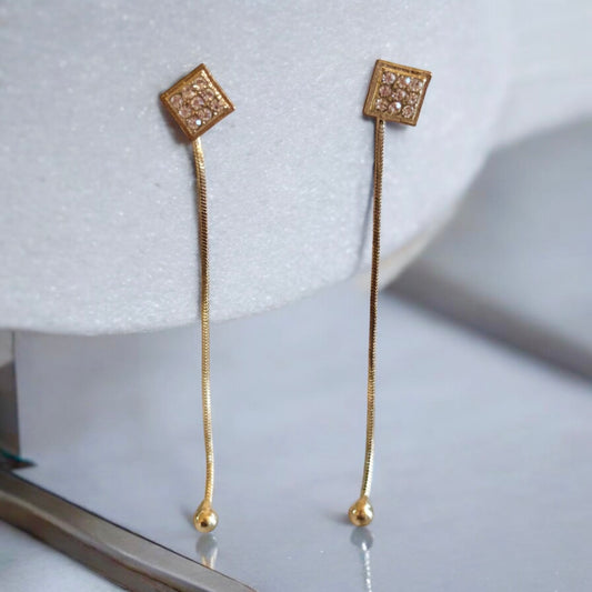 Long Gold Women Fancy Earrings