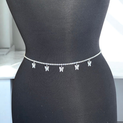 Cadena de cintura con diamantes de imitación y forma de mariposa