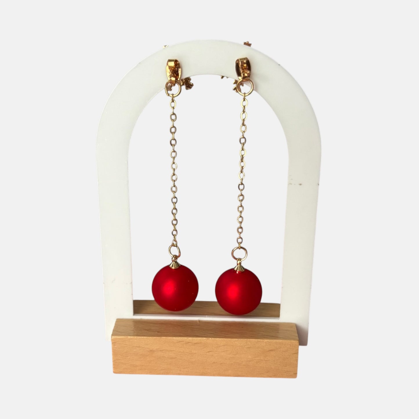 Snowflake Red Dangle Long Earring