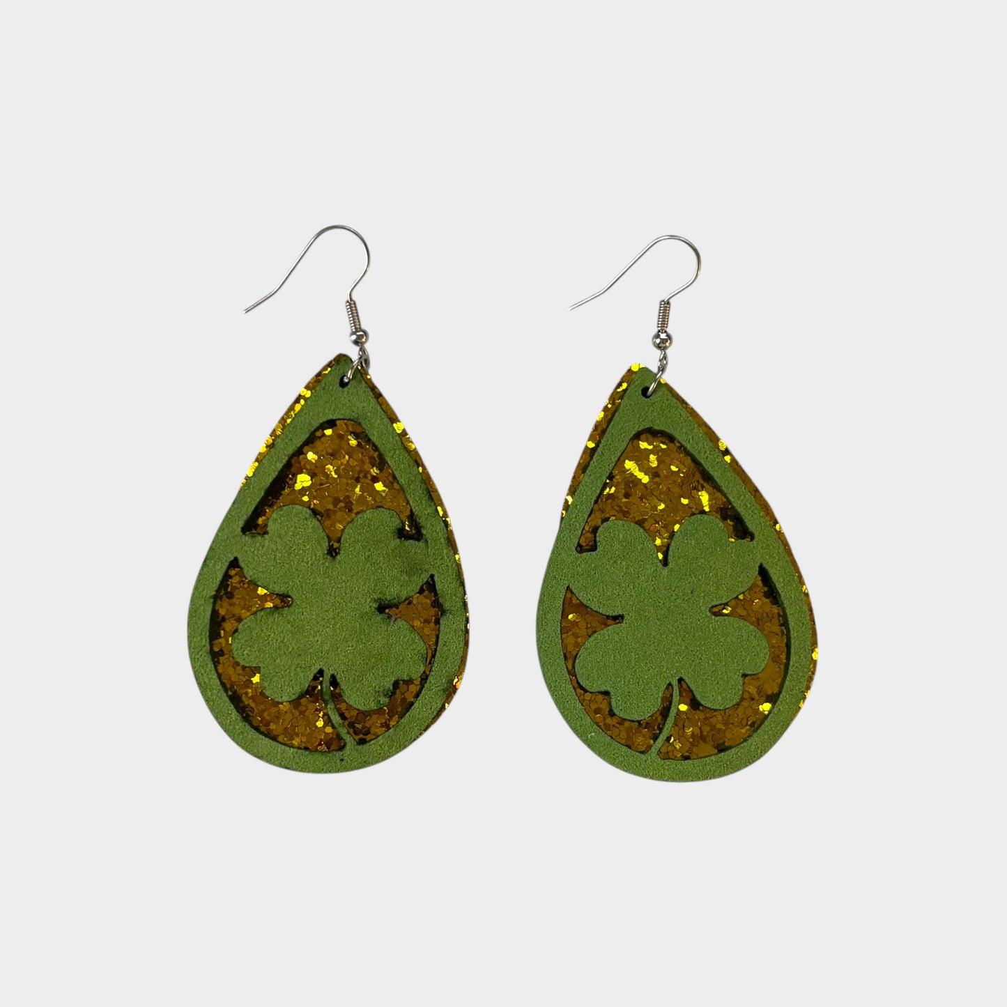 Lucky Shamrock Layered Teardrop Earrings